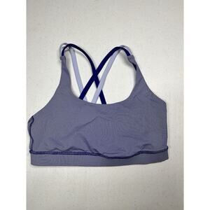 Lululemon Purple Striped Energy Strappy Work Out Sports Bra Size 8